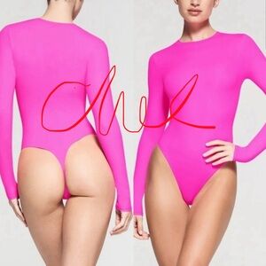 Fendi x Skims Vibrant Pink Long Sleeve Bodysuit
